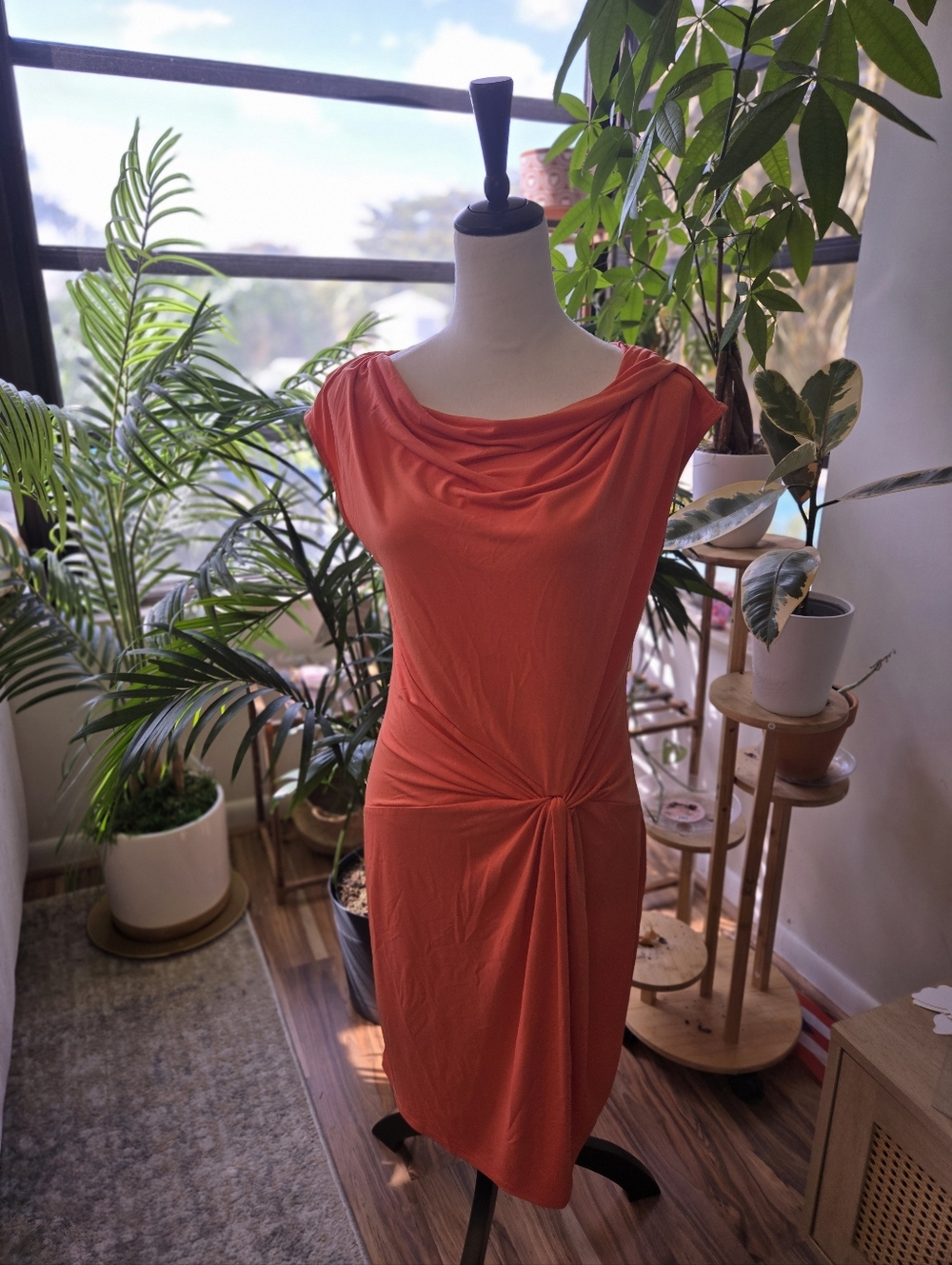 Michael Kors Orange Draped Bodycon Dress Size S.      (Lot 2)